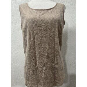 Studio Y Sequin Chiffon Sleeveless Top with Bow Tie Back &‎ Rose Pattern Size M